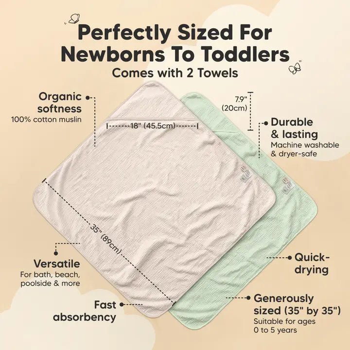 Muslin Hooded Baby Towels - Ballyhoo Boutique and Gift