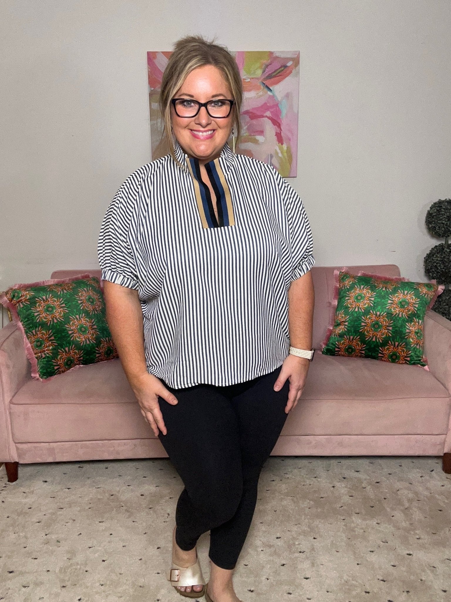 Navy Delight Top - Ballyhoo Boutique and Gift
