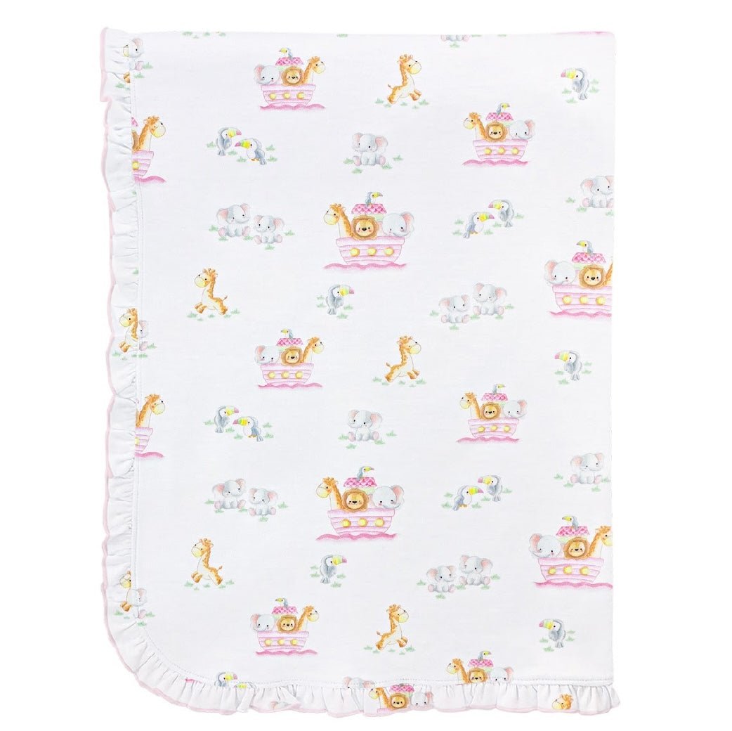 Noah's Ark Receiving Blanket Pink - Ballyhoo Boutique and Gift