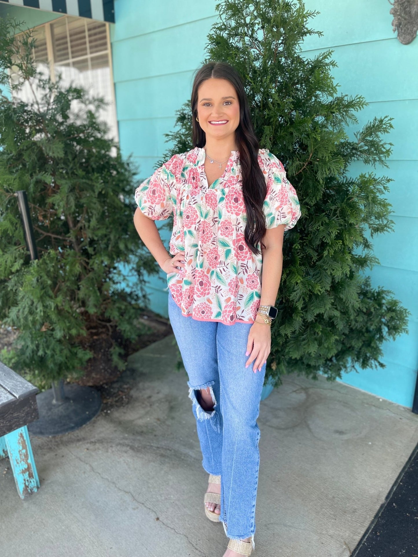 Peach Petals Top - Ballyhoo Boutique and Gift