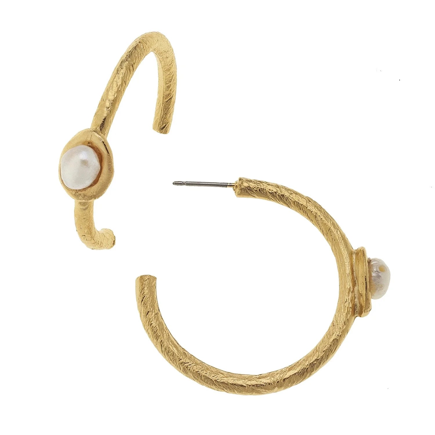 Pearl Accent Hoops - Ballyhoo Boutique and Gift