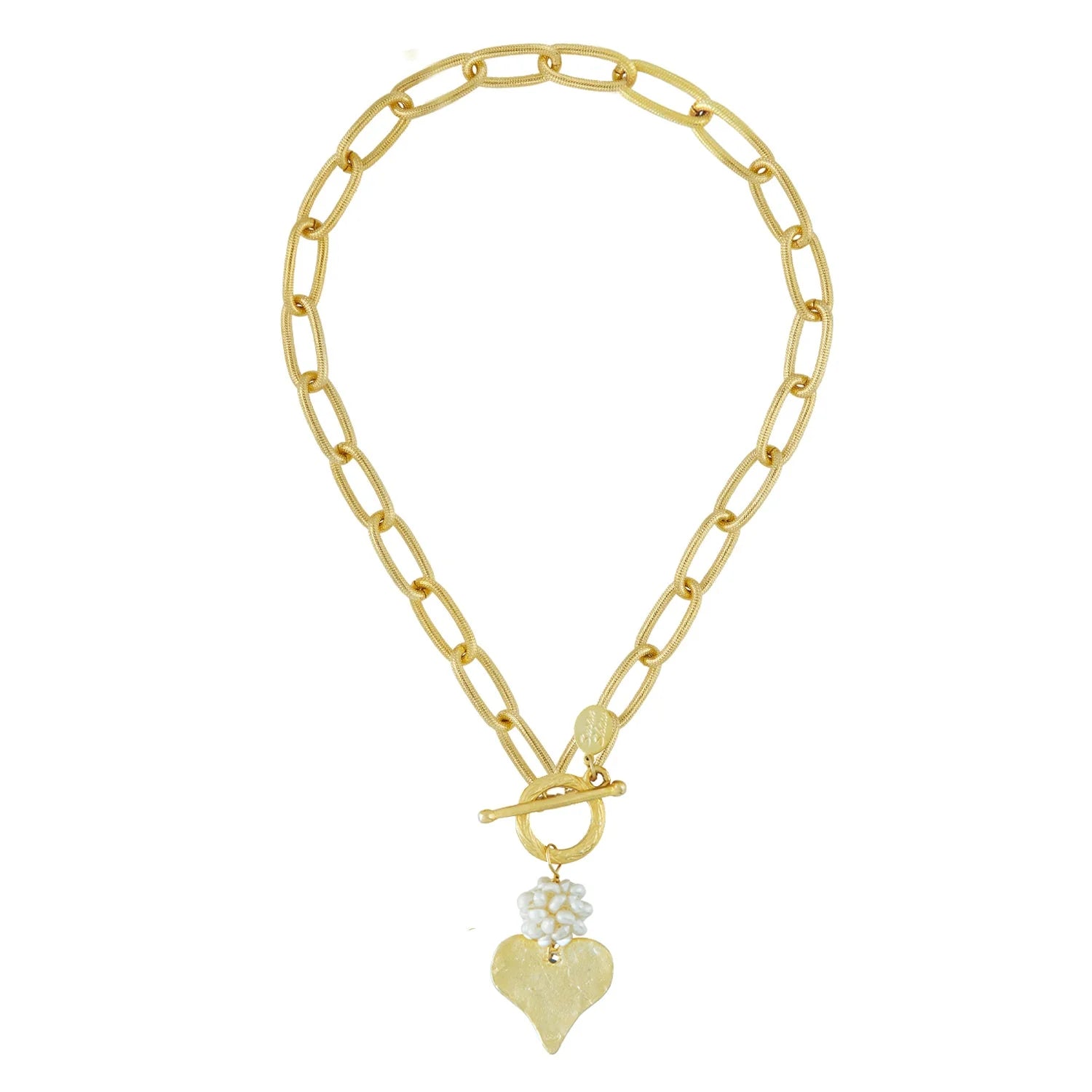Pearl Cluster+Heart Toggle Necklace - Ballyhoo Boutique and Gift