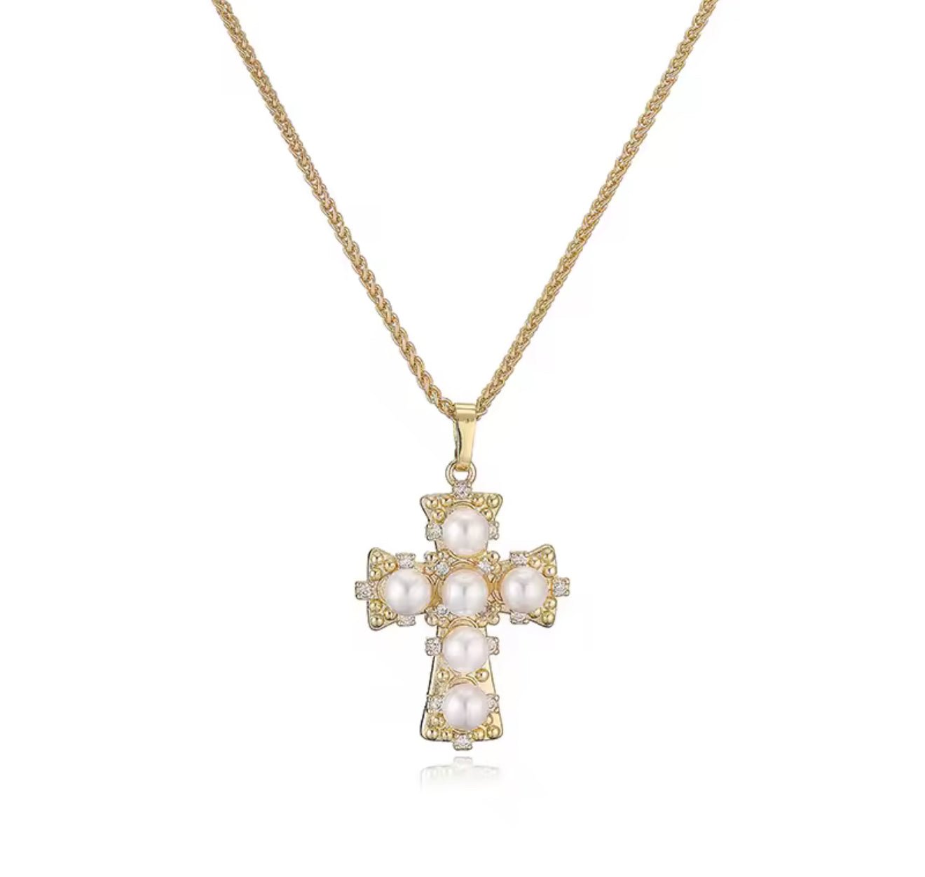 Pearl Cross Necklace - Ballyhoo Boutique and Gift