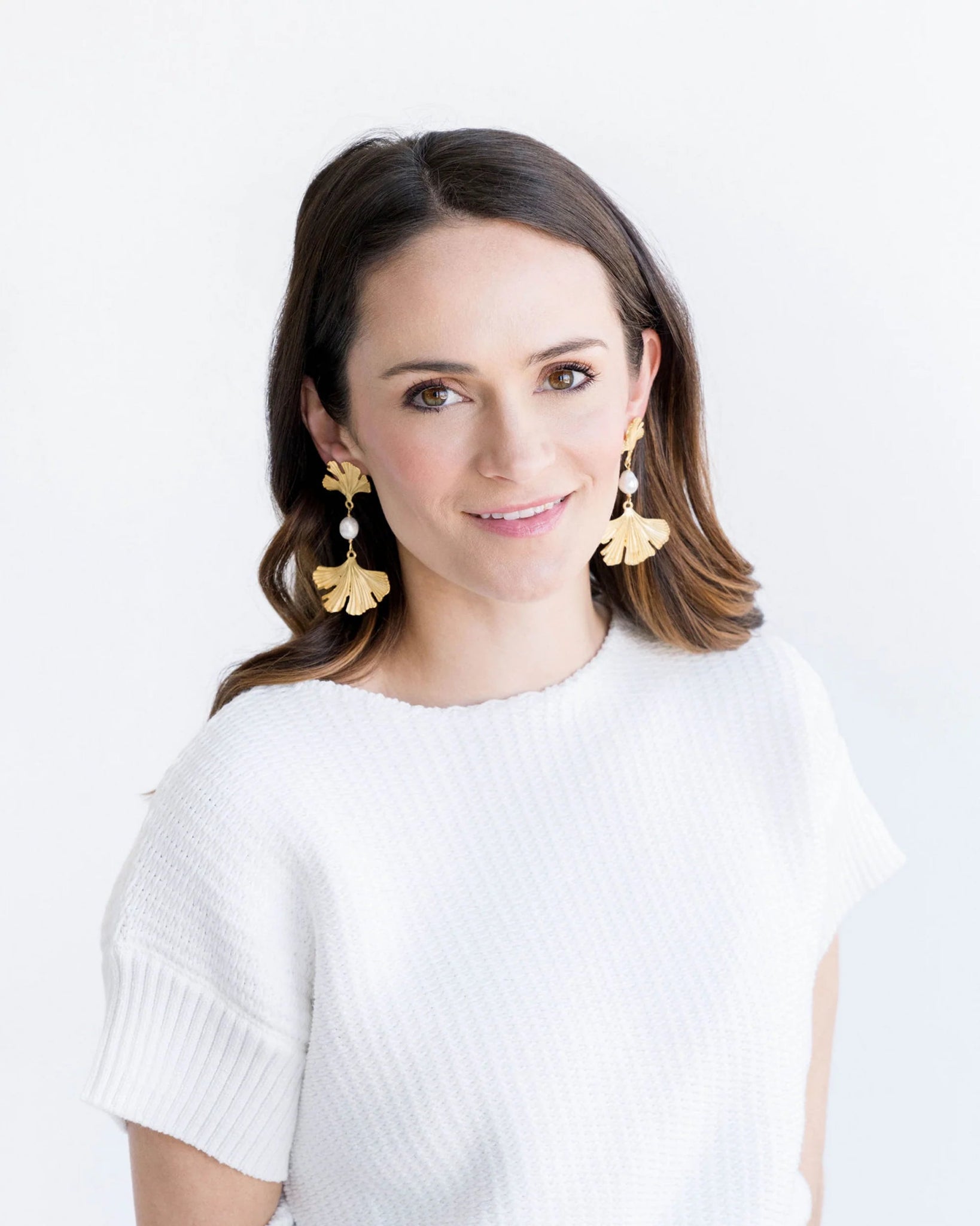 Pearl Ginkgo Earrings - Ballyhoo Boutique and Gift