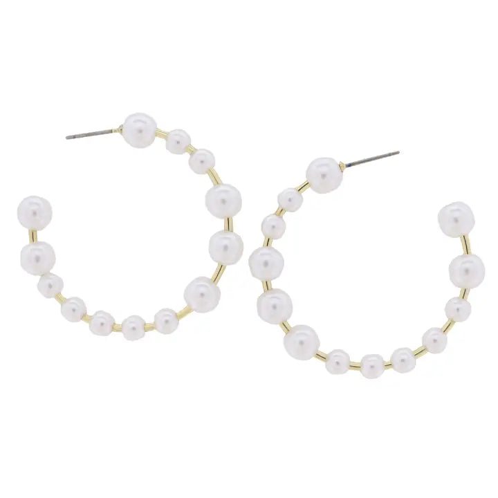 Pearl Hoop Earring - Ballyhoo Boutique and Gift