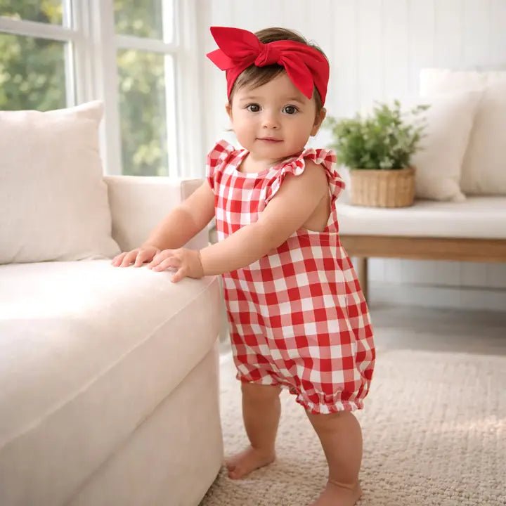 Picnic Plaid Bubble Romper - Ballyhoo Boutique and Gift