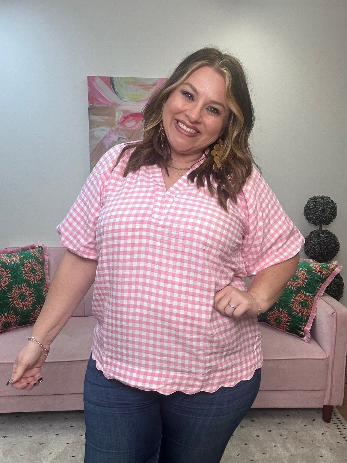 Pink Picnic Top - Ballyhoo Boutique and Gift
