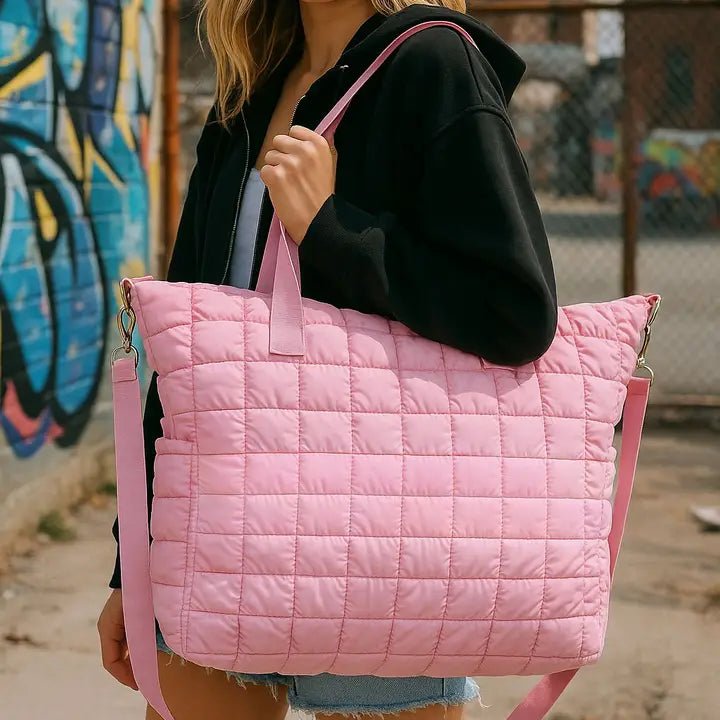 Pink Scrunchie Puffer Bag - Ballyhoo Boutique and Gift