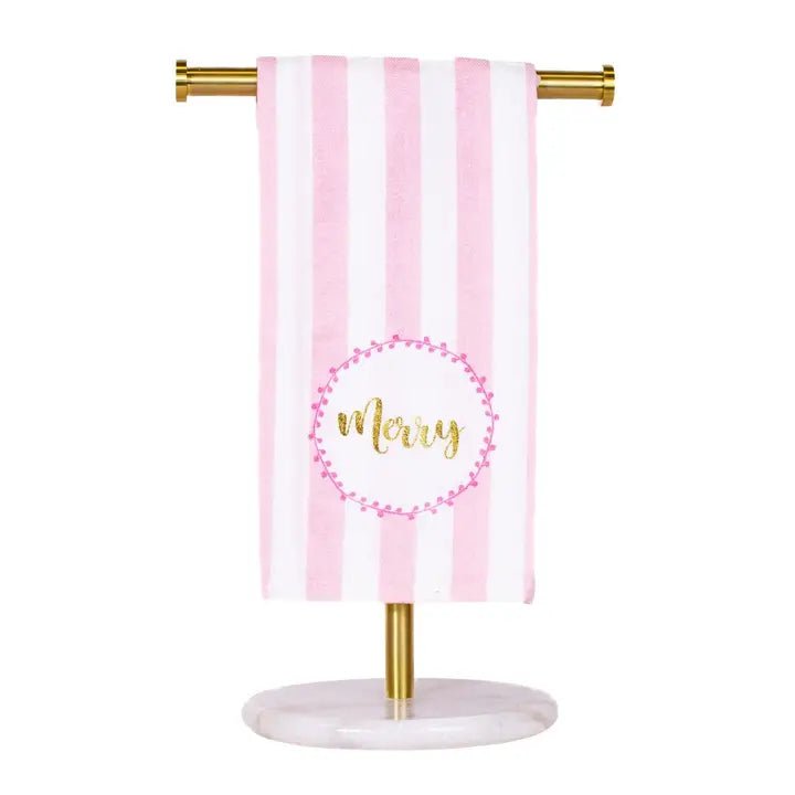 Pink/Gold Merry Hand Towel - Ballyhoo Boutique and Gift