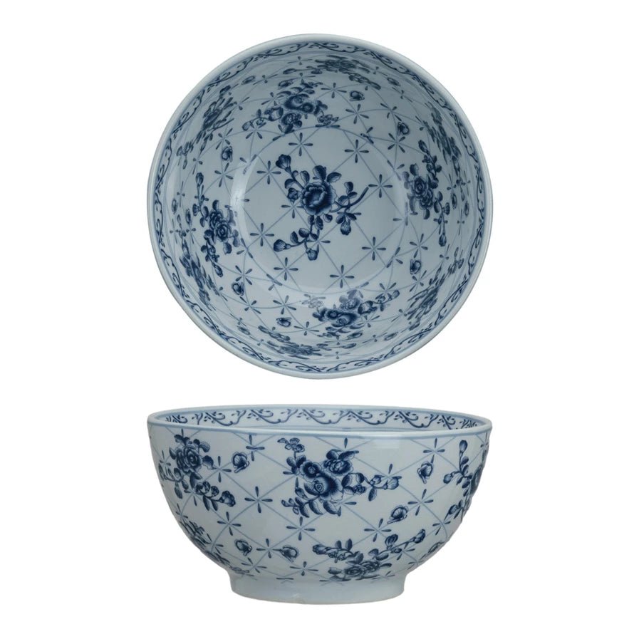 Porcelain Bowl w/Botanicals - Ballyhoo Boutique and Gift