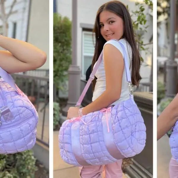 Purple Scrunchie Puffer Duffle Bag - Ballyhoo Boutique and Gift
