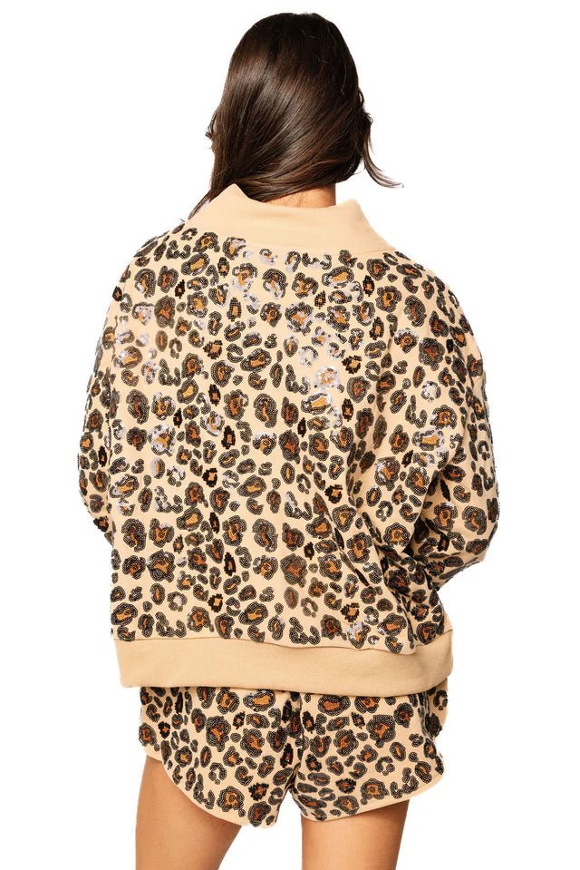 QOS Leopard Print Card Logo Sweatshirt - Ballyhoo Boutique and Gift
