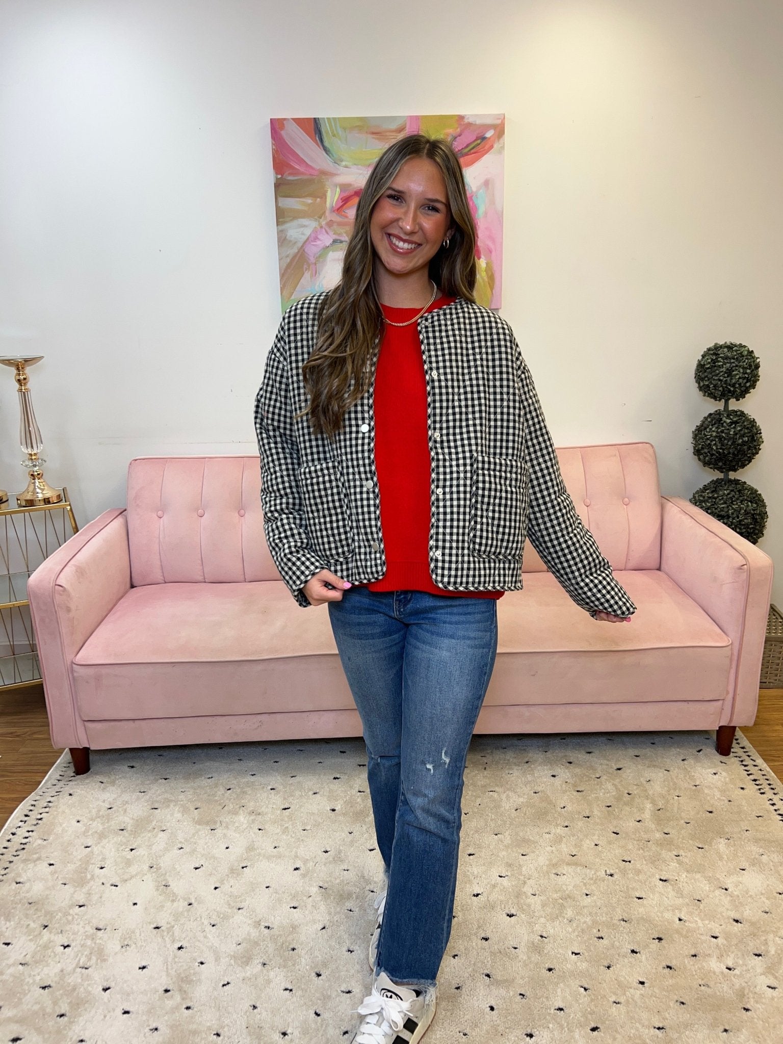 Quilted Gingham Jacket - Ballyhoo Boutique and Gift