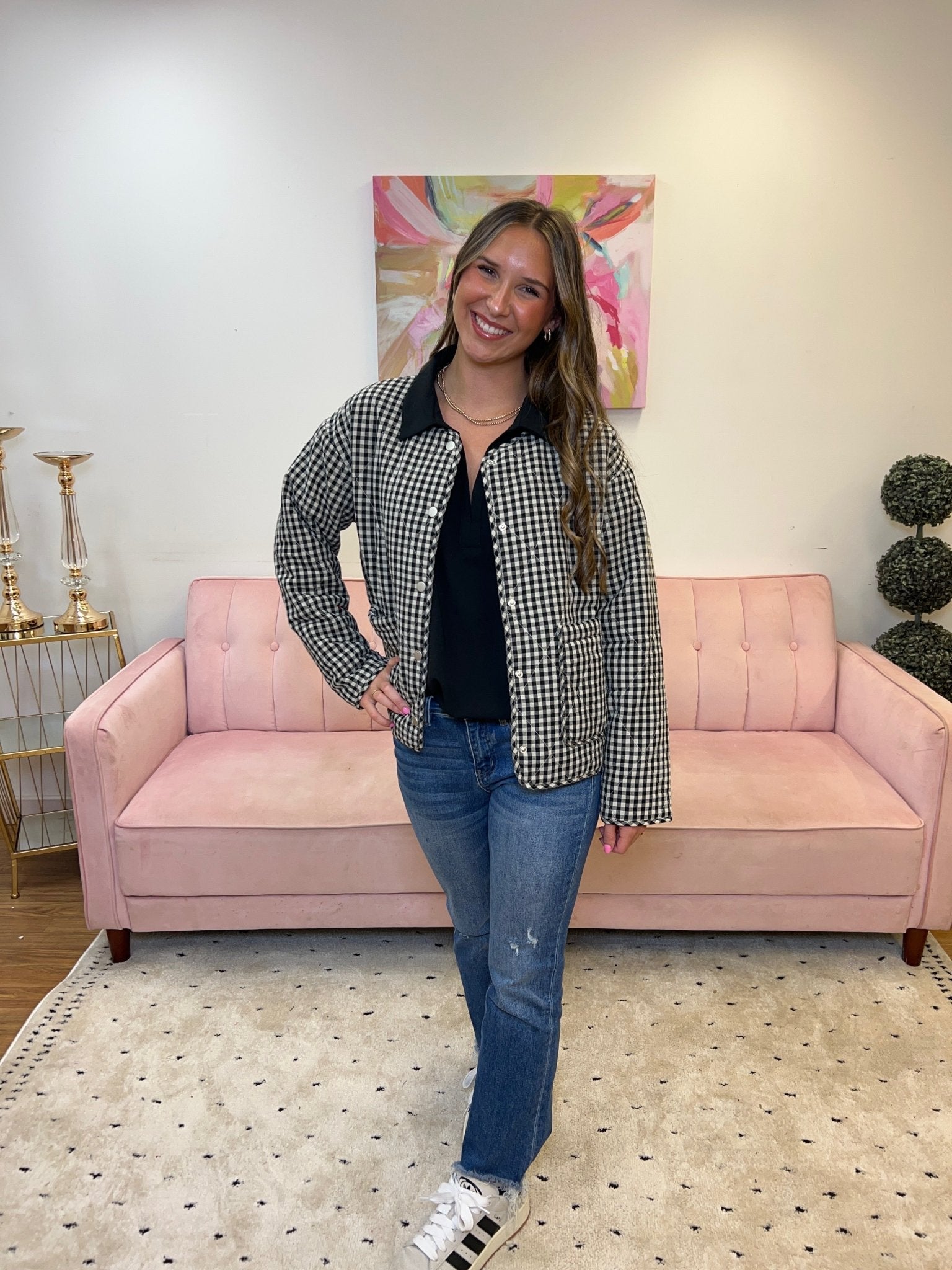 Quilted Gingham Jacket - Ballyhoo Boutique and Gift