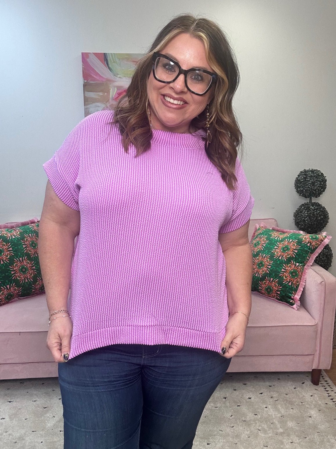 Raised Rib Cap Sleeve Top - Ballyhoo Boutique and Gift