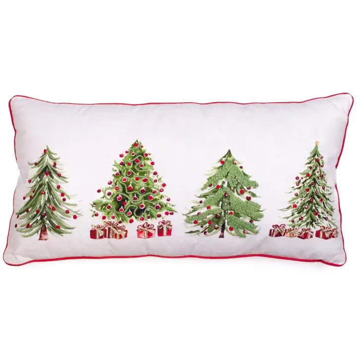 Red Trim Tree Pillow - Ballyhoo Boutique and Gift