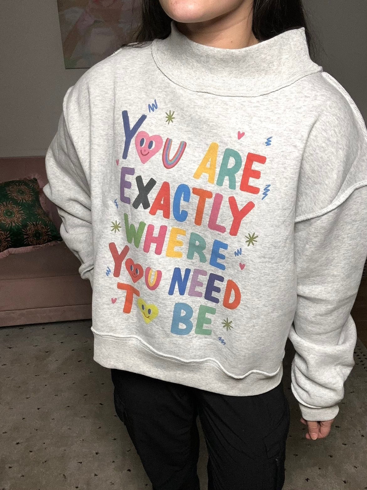 Reversible Mock Neck Crop Sweatshirt - Ballyhoo Boutique and Gift