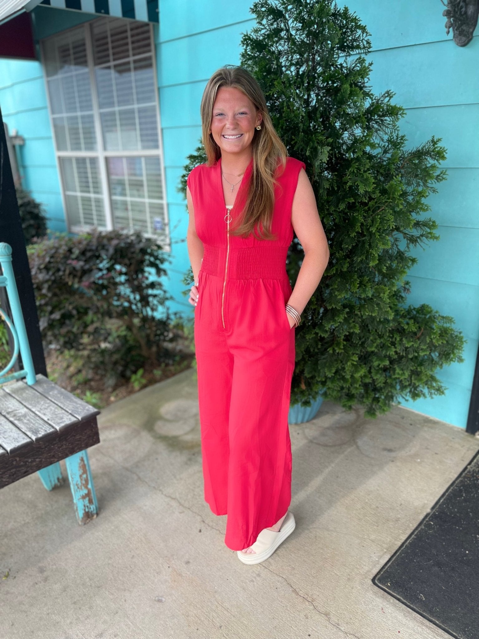 Rowdy Red Romper - Ballyhoo Boutique and Gift