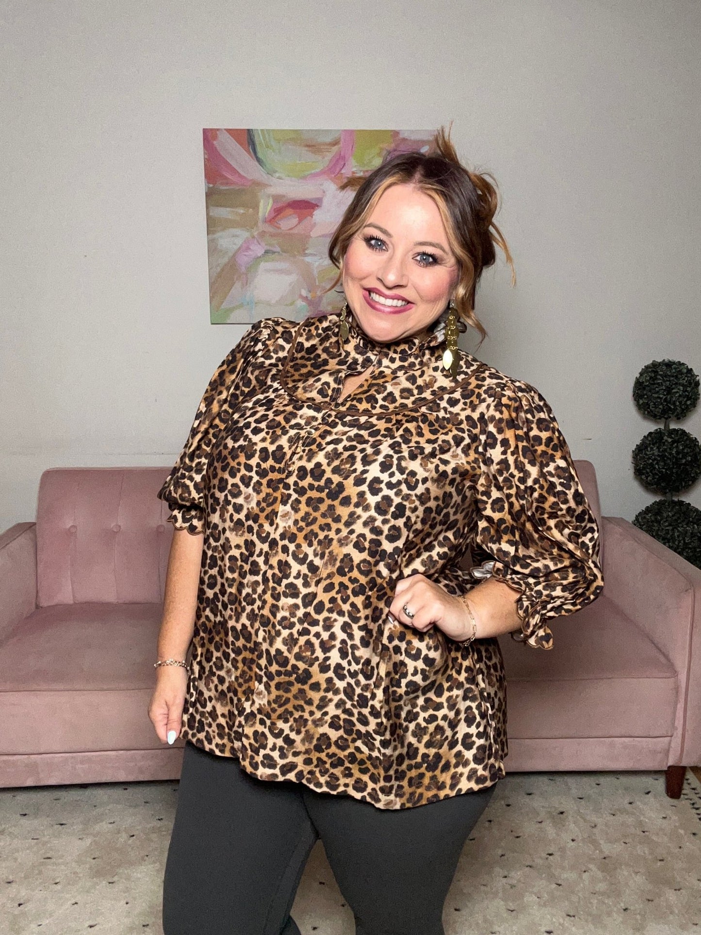 Ruffled Leopard Top - Ballyhoo Boutique and Gift