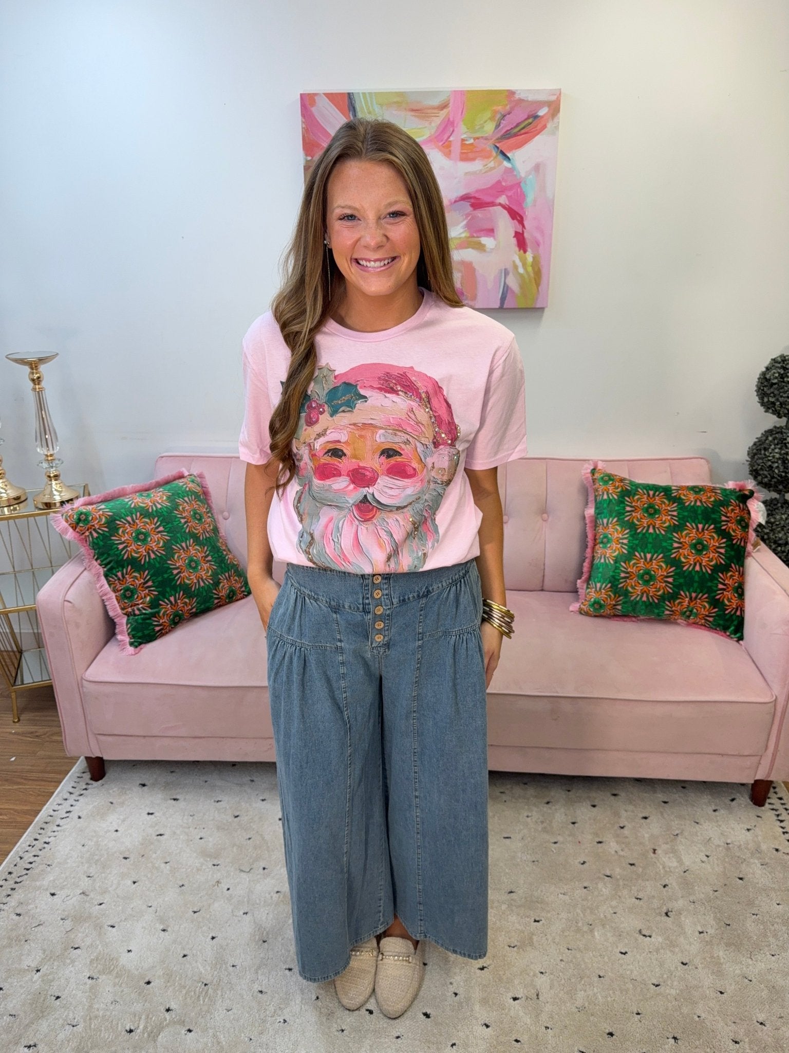 Santa Oilpaint Tee - Ballyhoo Boutique and Gift