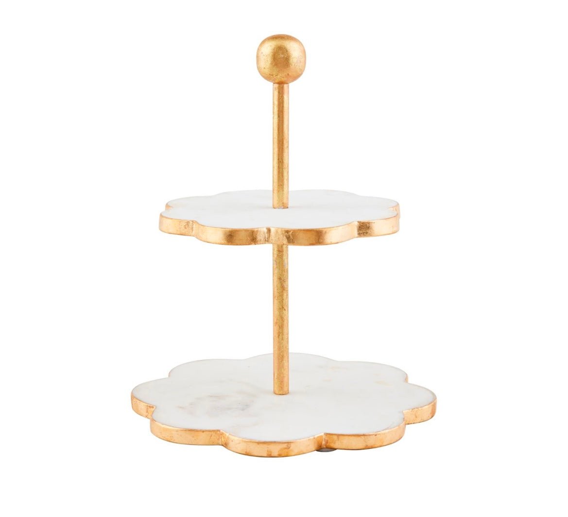 Scallop Gold Marble Tier Stand - Ballyhoo Boutique and Gift