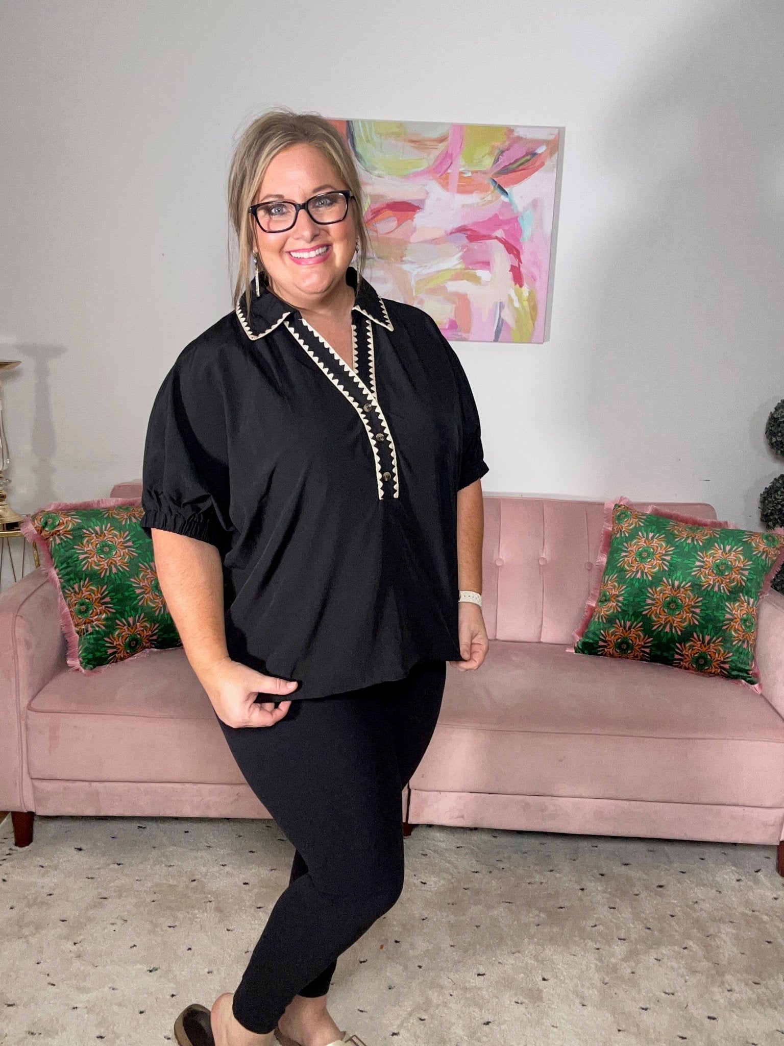 Scalloped Trim Top - Ballyhoo Boutique and Gift