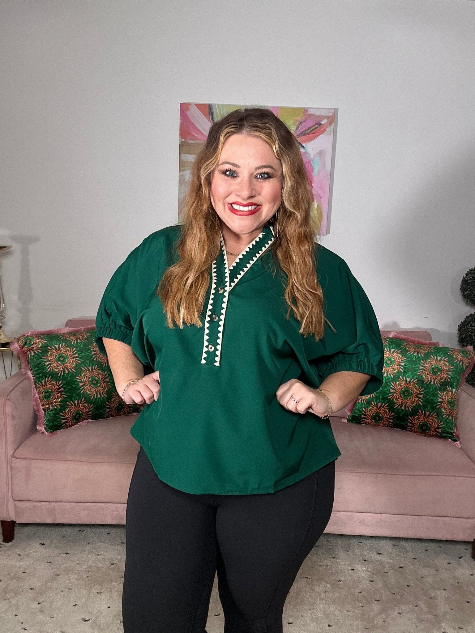 Scalloped Trim Top - Ballyhoo Boutique and Gift