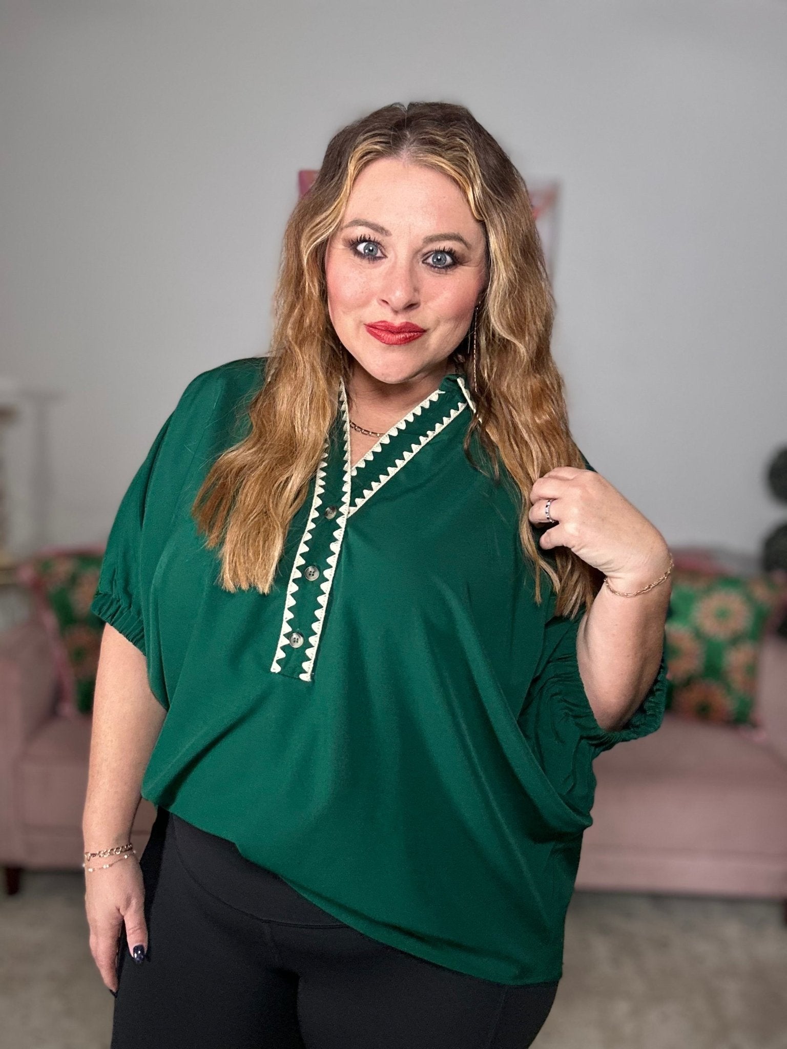 Scalloped Trim Top - Ballyhoo Boutique and Gift