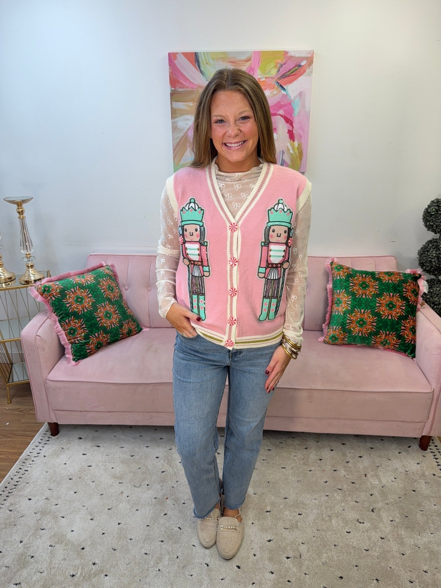 Sequin Nutcracker Sweater Vest - Ballyhoo Boutique and Gift