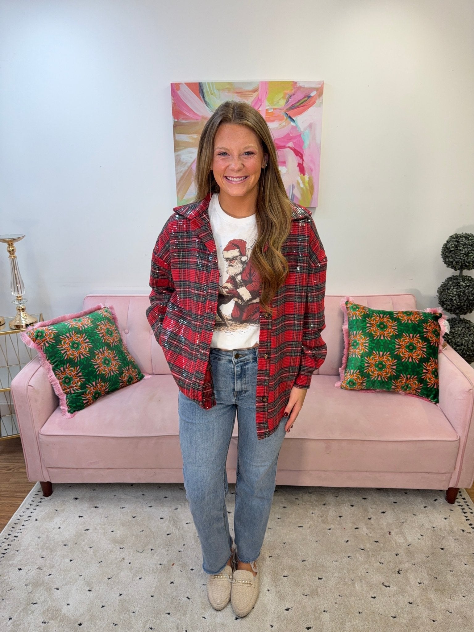 Sequin Plaid Flannel - Ballyhoo Boutique and Gift