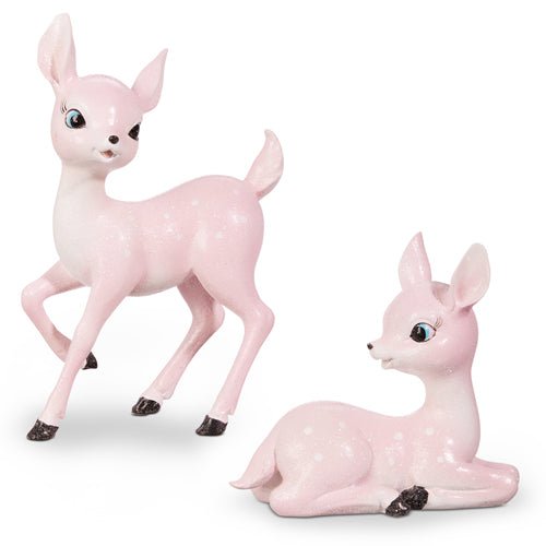 Set of 2 Pink Retro Deer - Ballyhoo Boutique and Gift