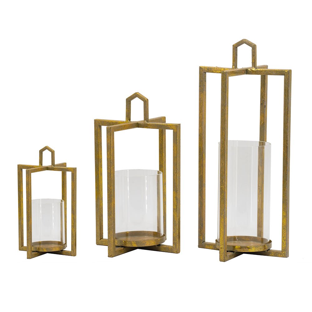 Set of 3 Gold Candle Holders - Ballyhoo Boutique and Gift