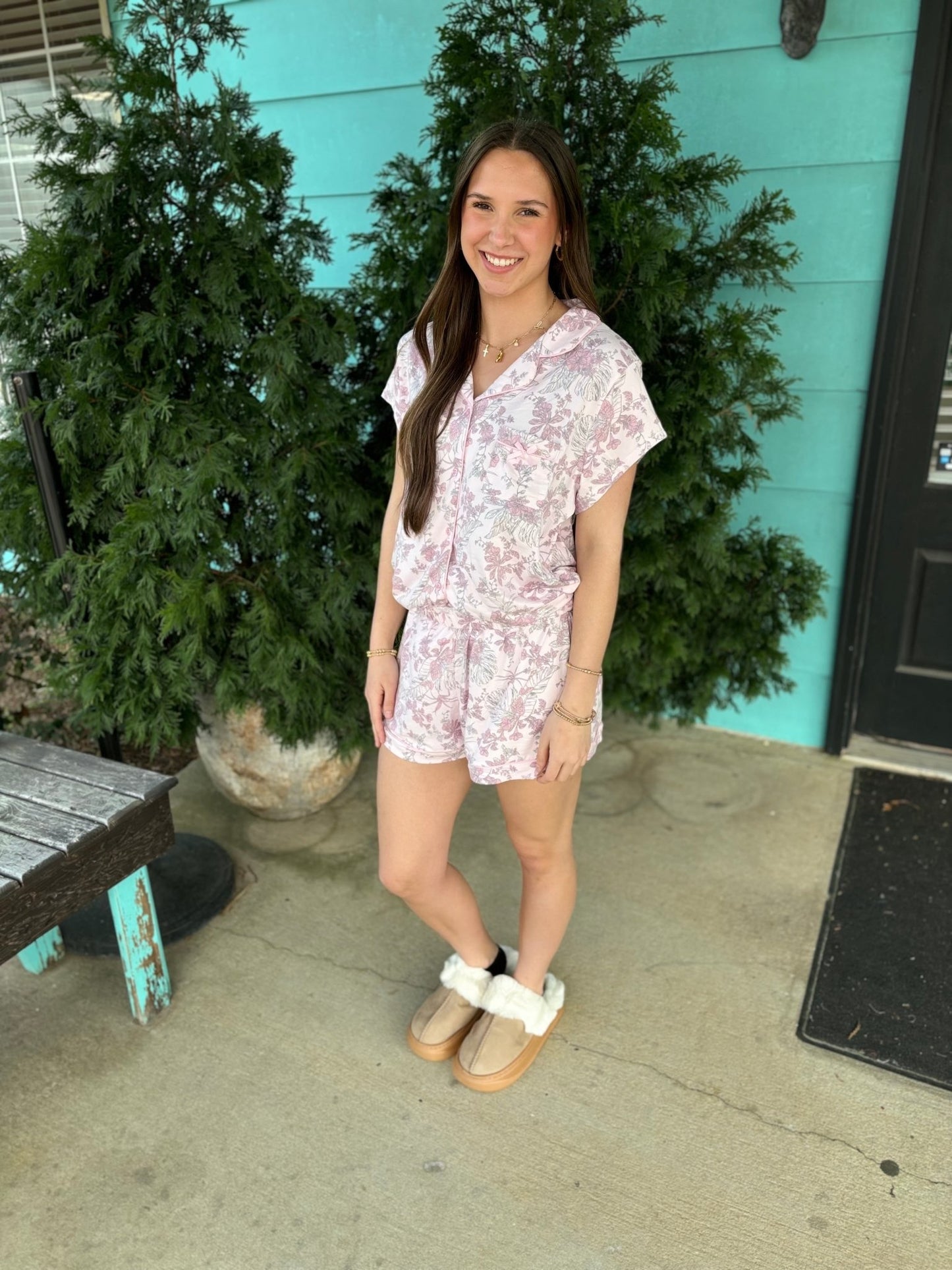Short Sleeve Lounge Set - Ballyhoo Boutique and Gift