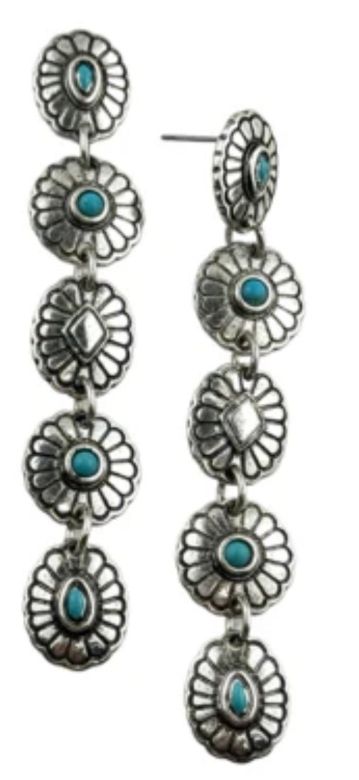 Silver & Turquoise Dangle Earring - Ballyhoo Boutique and Gift