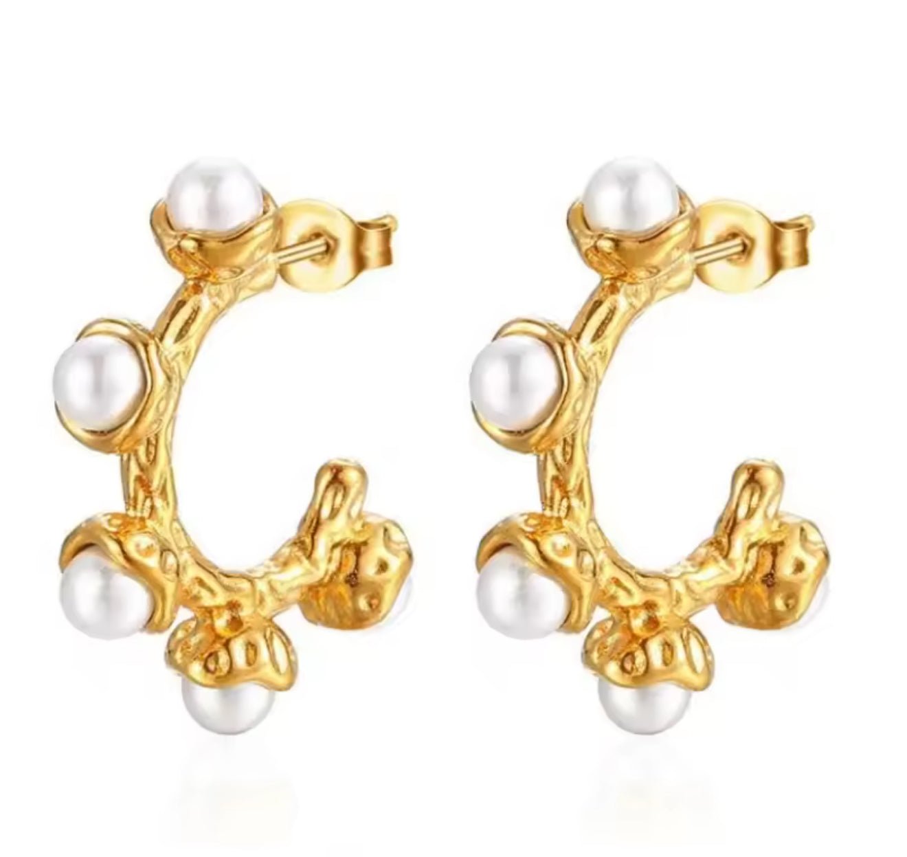 Small Chunky Pearl Hoops - Ballyhoo Boutique and Gift