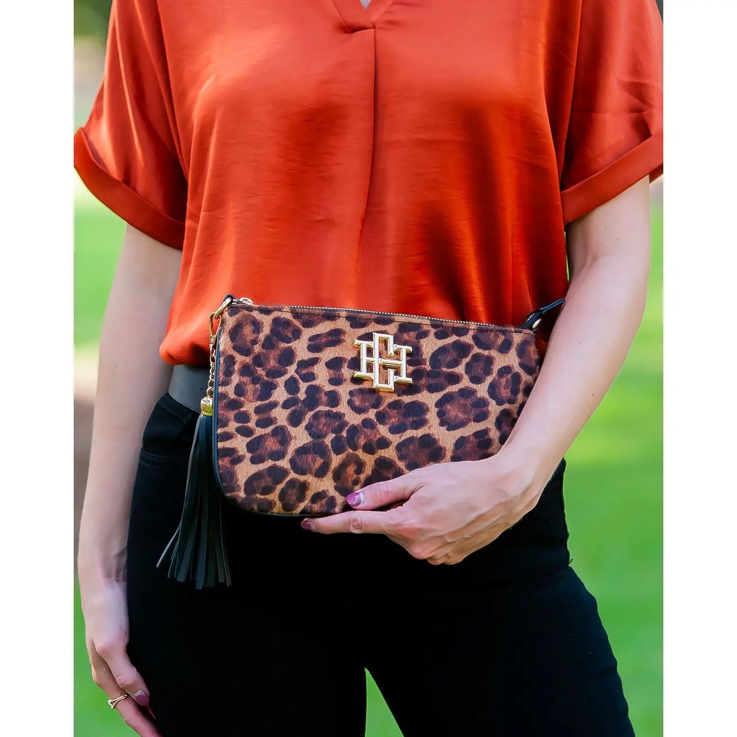 Spotted Madelyn Clutch/Crossbody - Ballyhoo Boutique and Gift