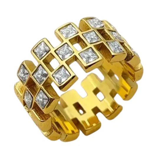 Square Crystals Ring - Ballyhoo Boutique and Gift