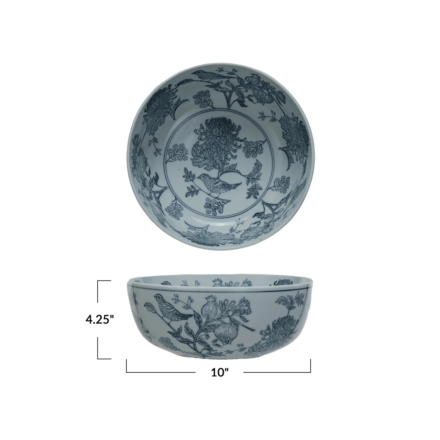 Stoneware Bowl - Birds & Botanicals - Ballyhoo Boutique and Gift