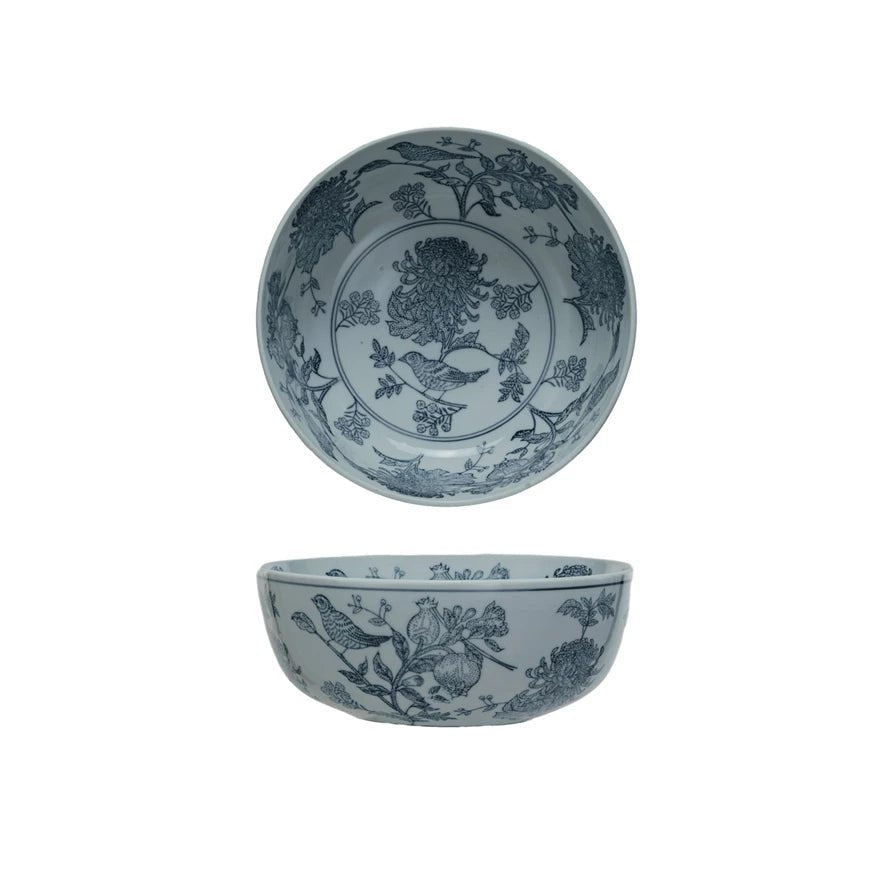 Stoneware Bowl - Birds & Botanicals - Ballyhoo Boutique and Gift