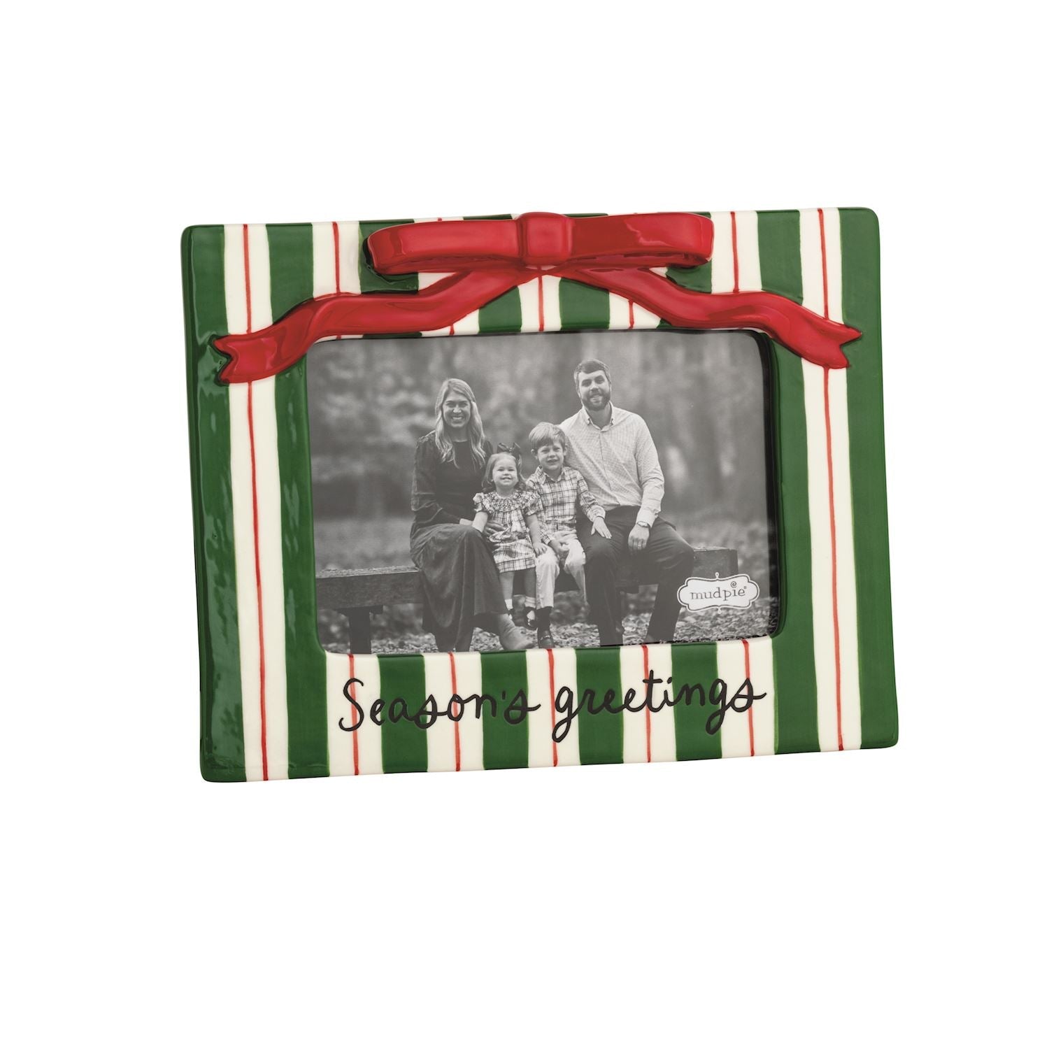 Stripe 4x6 Ceramic Bow Frame - Ballyhoo Boutique and Gift