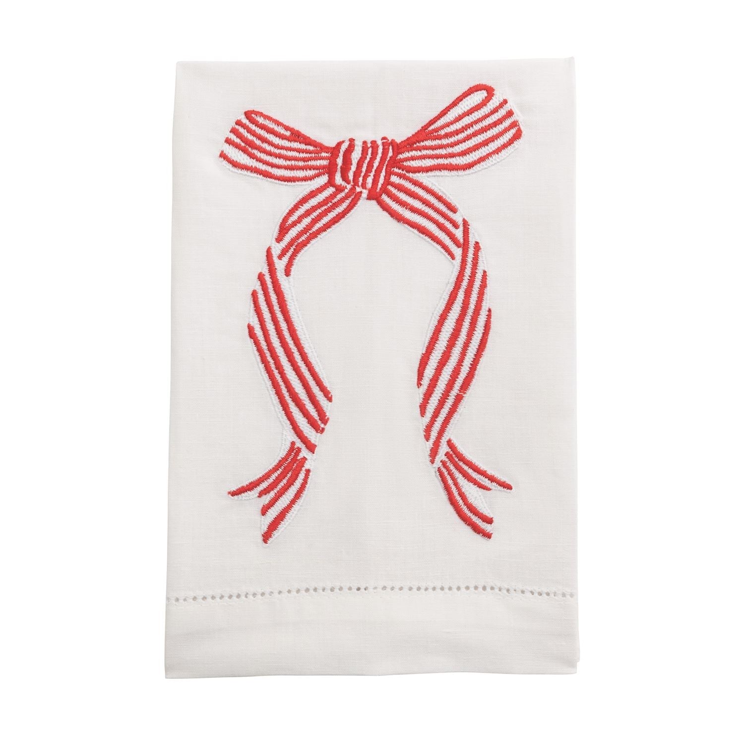 Striped Bow Embroidery Tea Towel - Ballyhoo Boutique and Gift