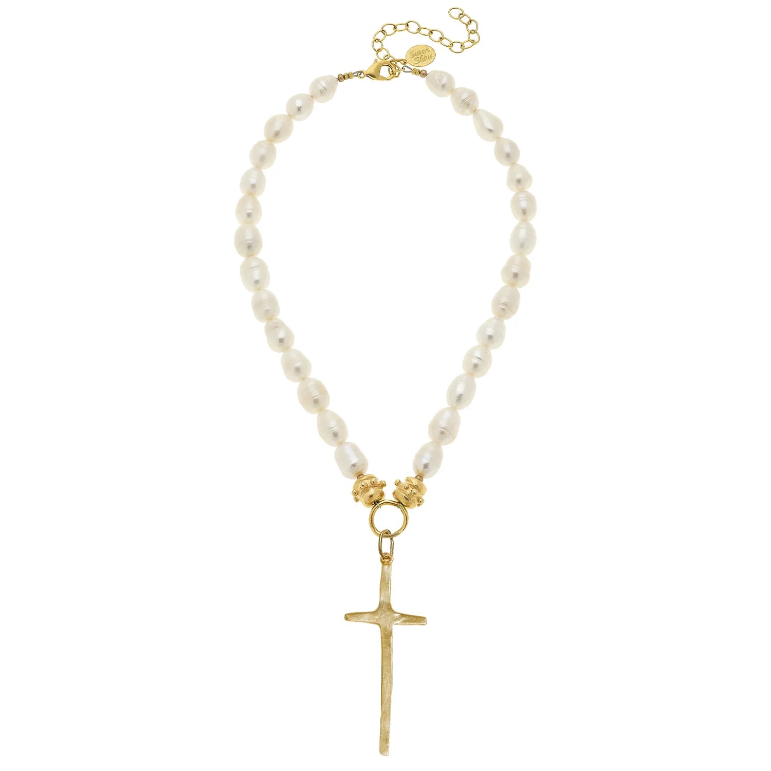 Tall Cross Pearl Necklace - Ballyhoo Boutique and Gift