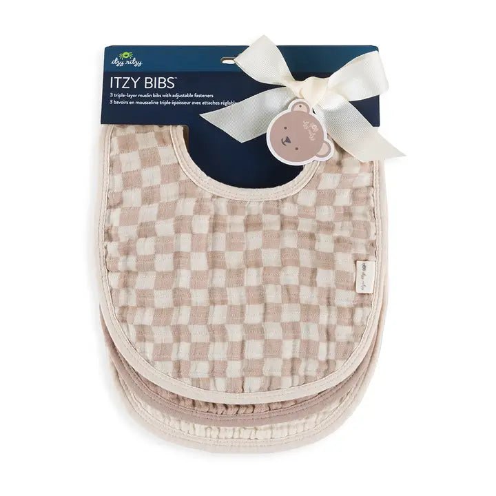 Taupe Checkerboard Bibs - Ballyhoo Boutique and Gift