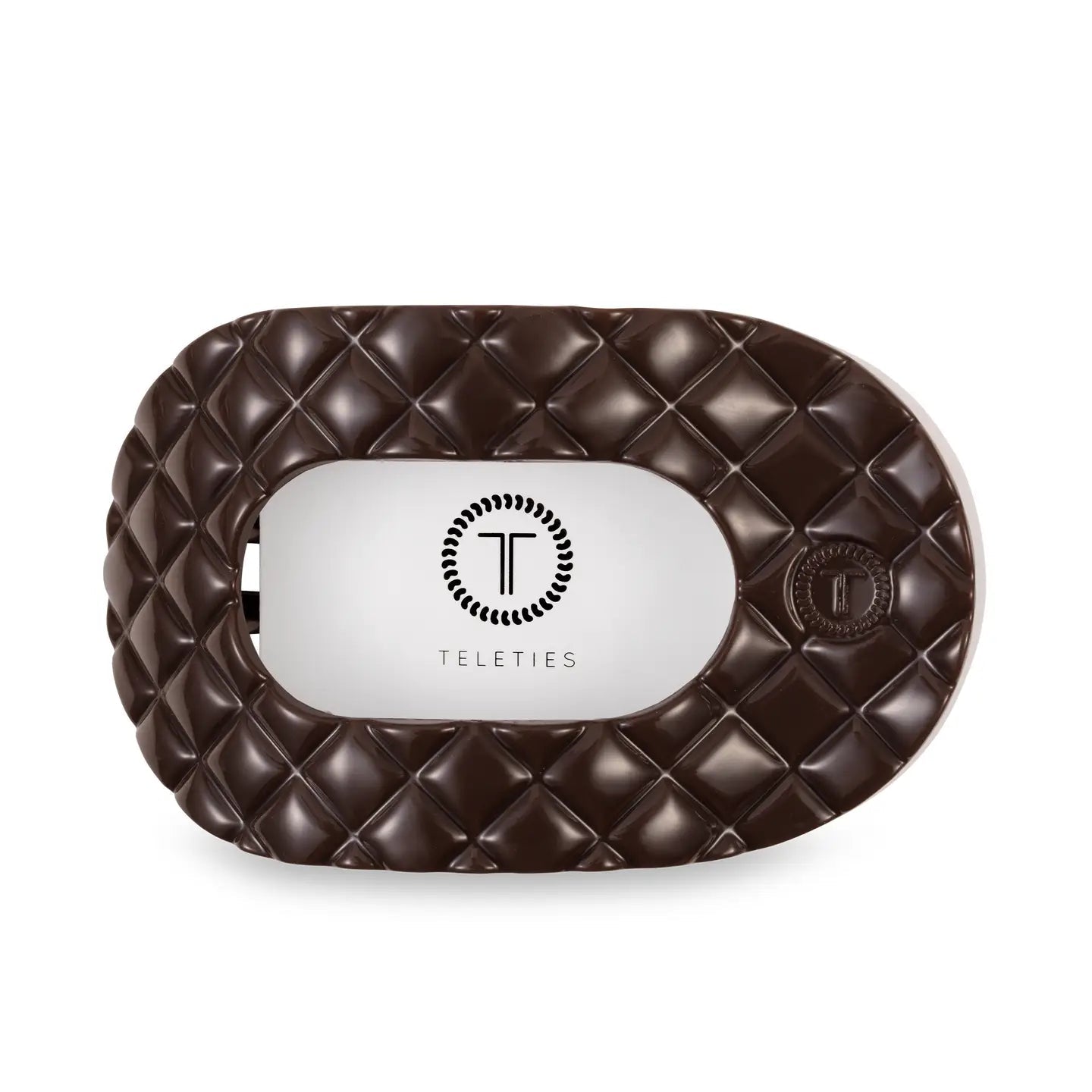 Taupe Quilted Large Flat Round Clip - Ballyhoo Boutique and Gift