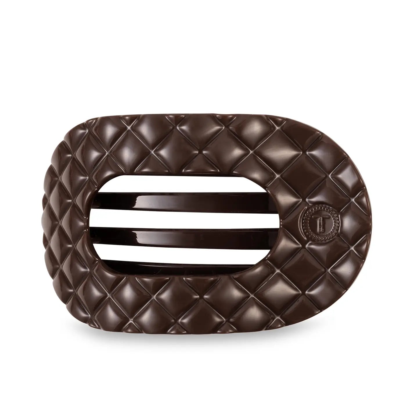 Taupe Quilted Large Flat Round Clip - Ballyhoo Boutique and Gift