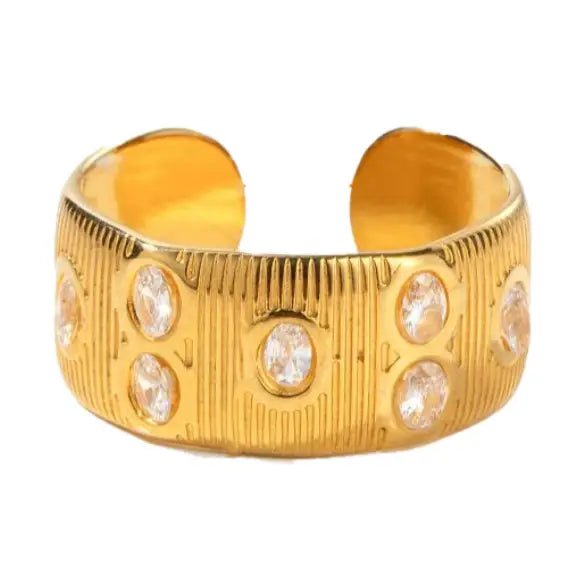 Textured Band Crystal Ring - Ballyhoo Boutique and Gift