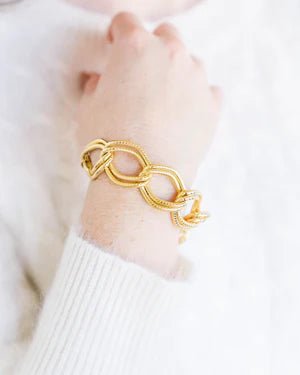 Textured Double Link Chian Bracelet - Ballyhoo Boutique and Gift