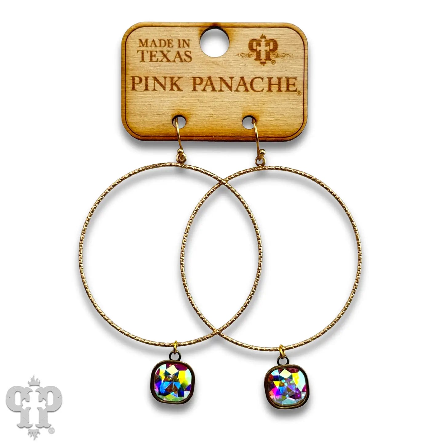 Textured Hoop w/Crystal Earring - Ballyhoo Boutique and Gift