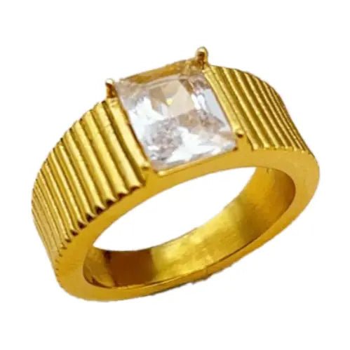 Textured Ring w/Crystal - Ballyhoo Boutique and Gift