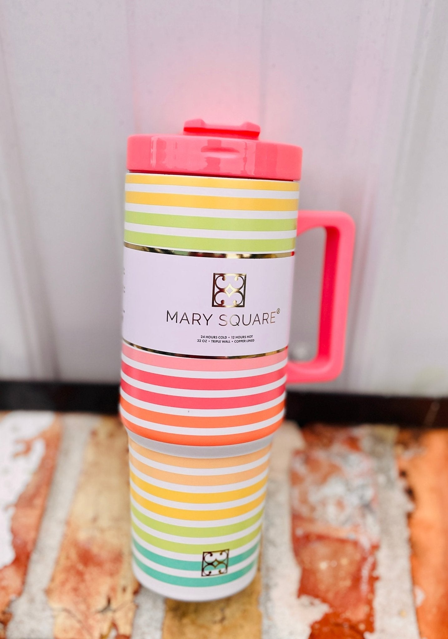 To - Go handle Sunset Stripe Tumbler - Ballyhoo Boutique and Gift